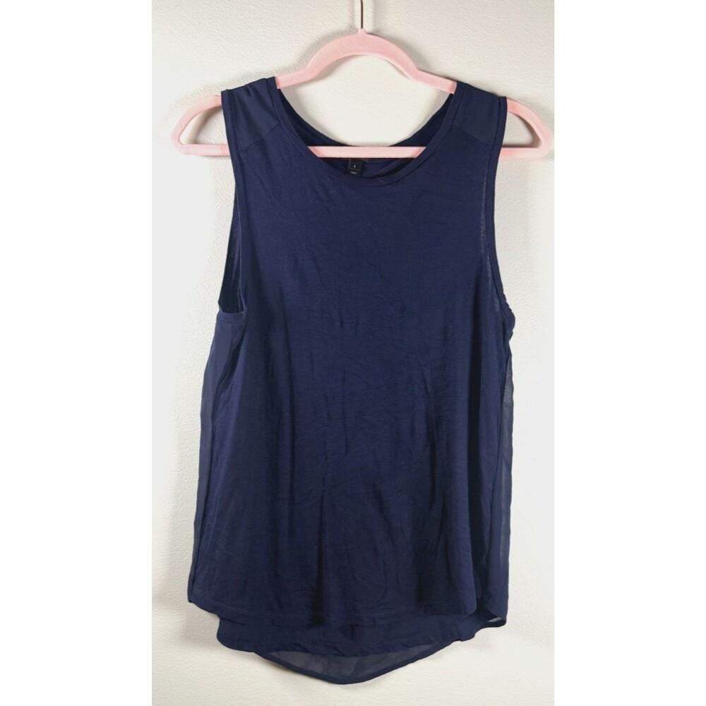 J.CREW Womens Blue Solid Layered Chiffon Round Neck Sleeveless Blouse - S